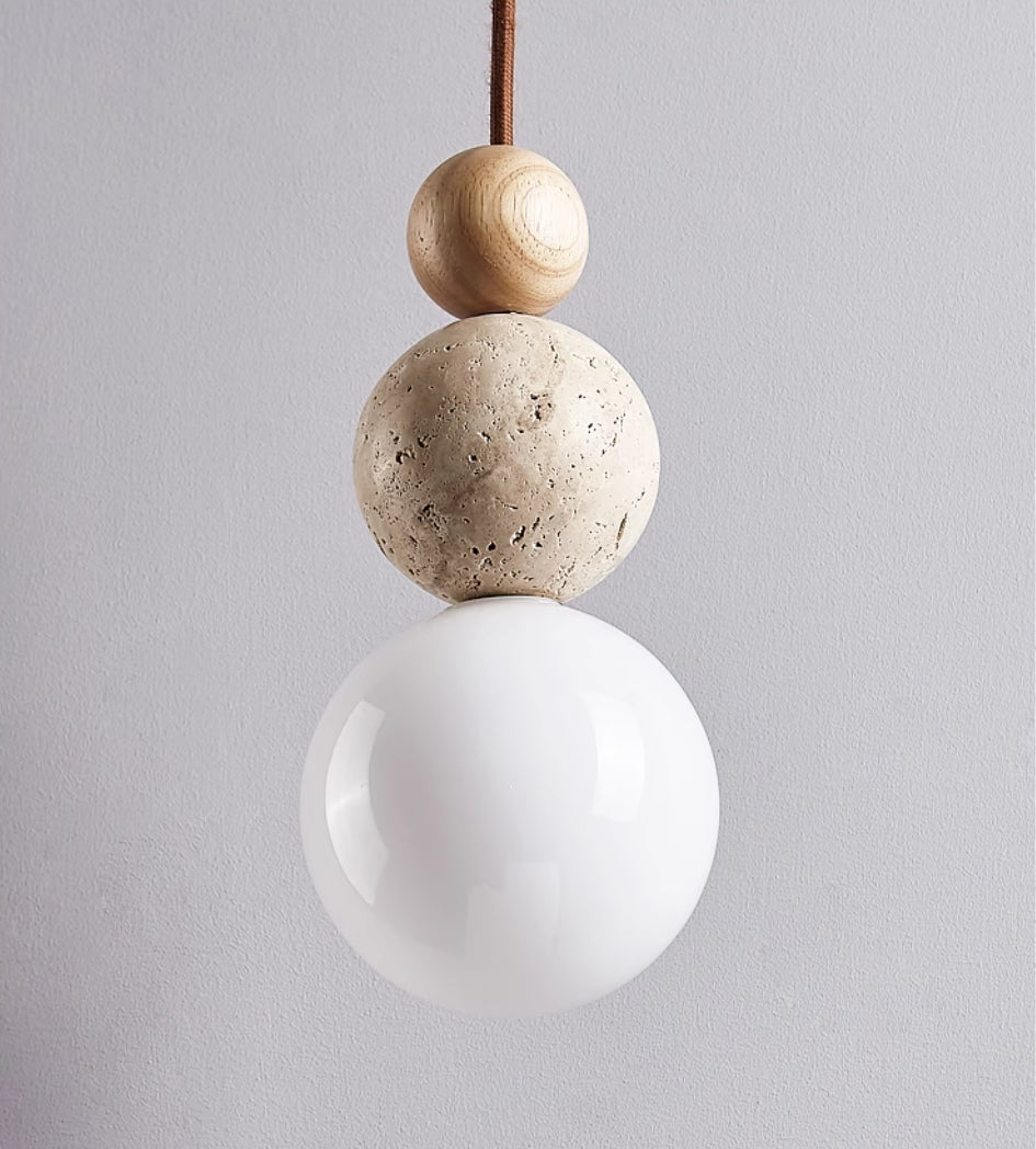 SteinLicht – Minimalistische Pendelleuchte aus Travertin-Naturstein