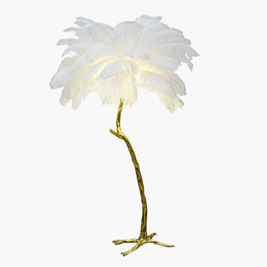 Franz – Dekorations-Stehlampe aus Resin mit Federn