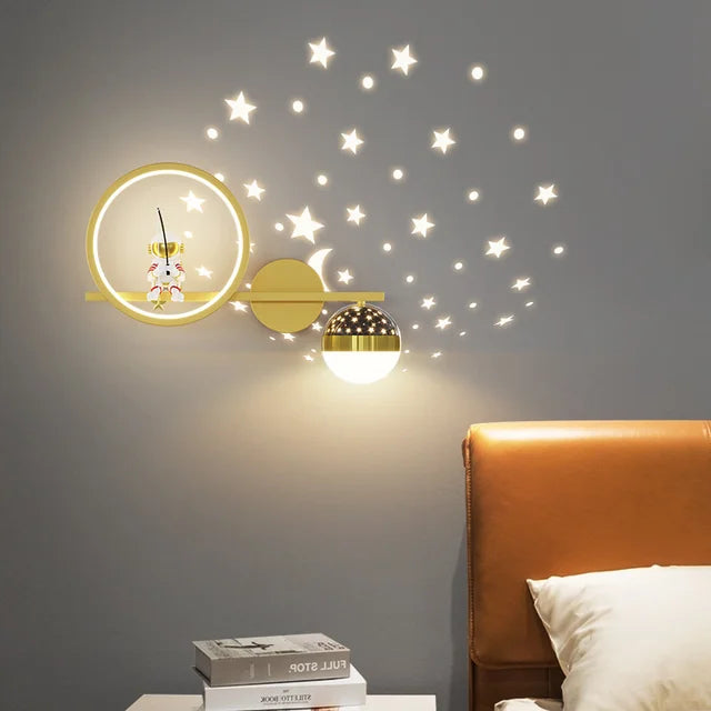 Astronaut Star Sky Kinderwandlampe