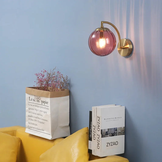 Runde moderne Nachttisch-Wandlampe aus Glas