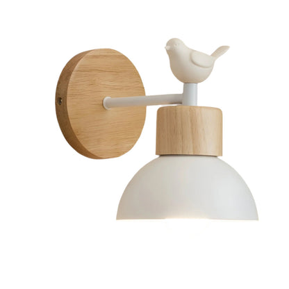Vogel – Einfache halbkreisförmige Holz-Wandleuchte