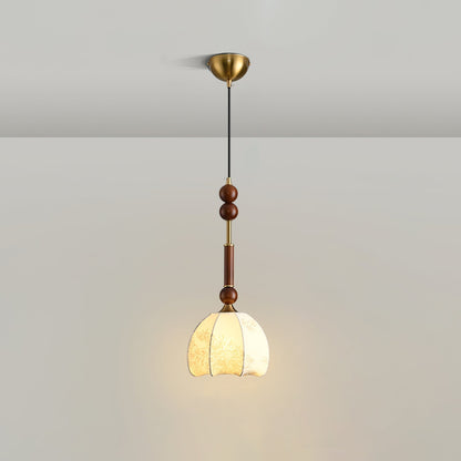 Romy – Hängelampe im römischen Stil mit Glas, Holz und Messing