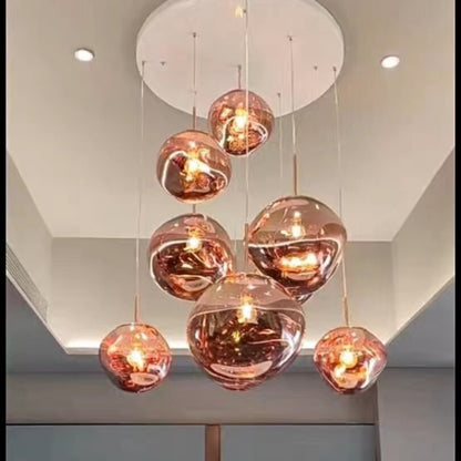 LavaGlow - LED-Pendelleuchte aus mundgeblasenem Lavaglas