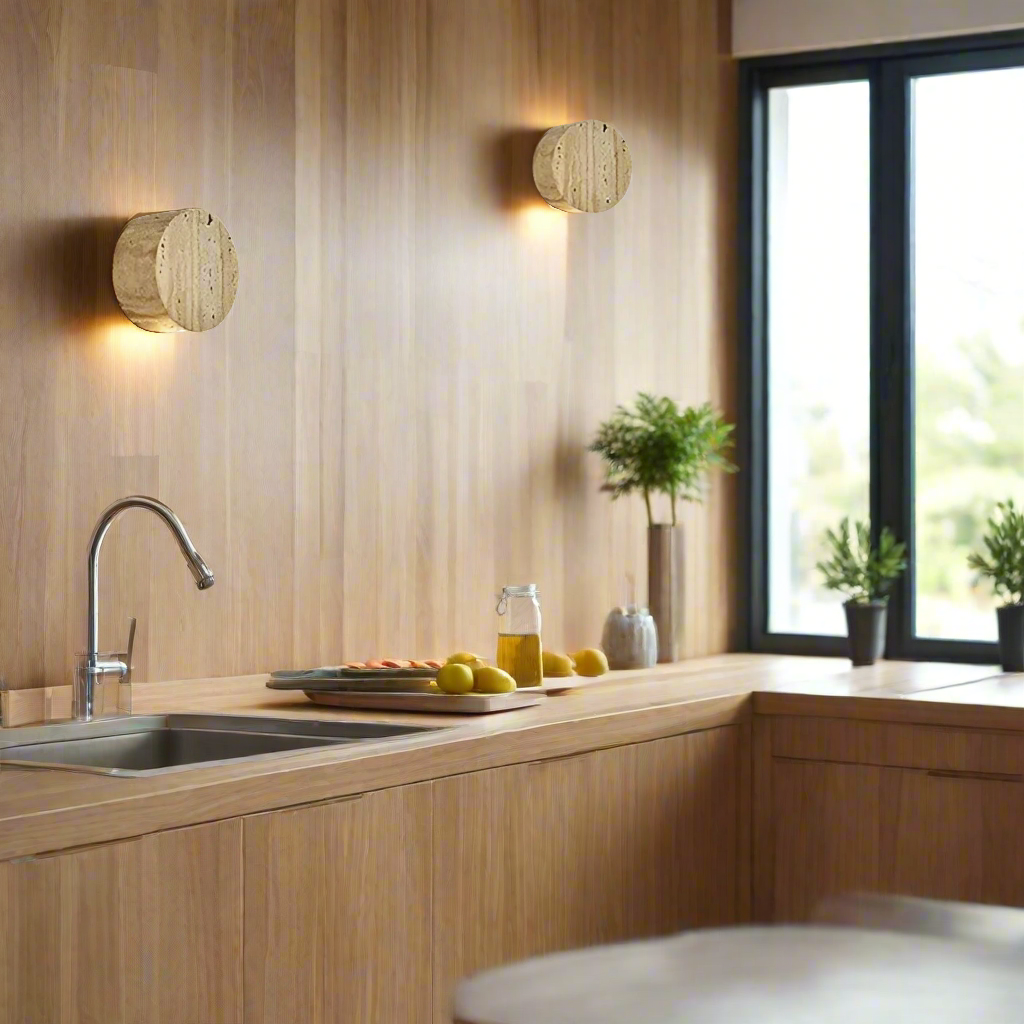 Sanya – Wabi Sabi Travertin-Wandleuchte