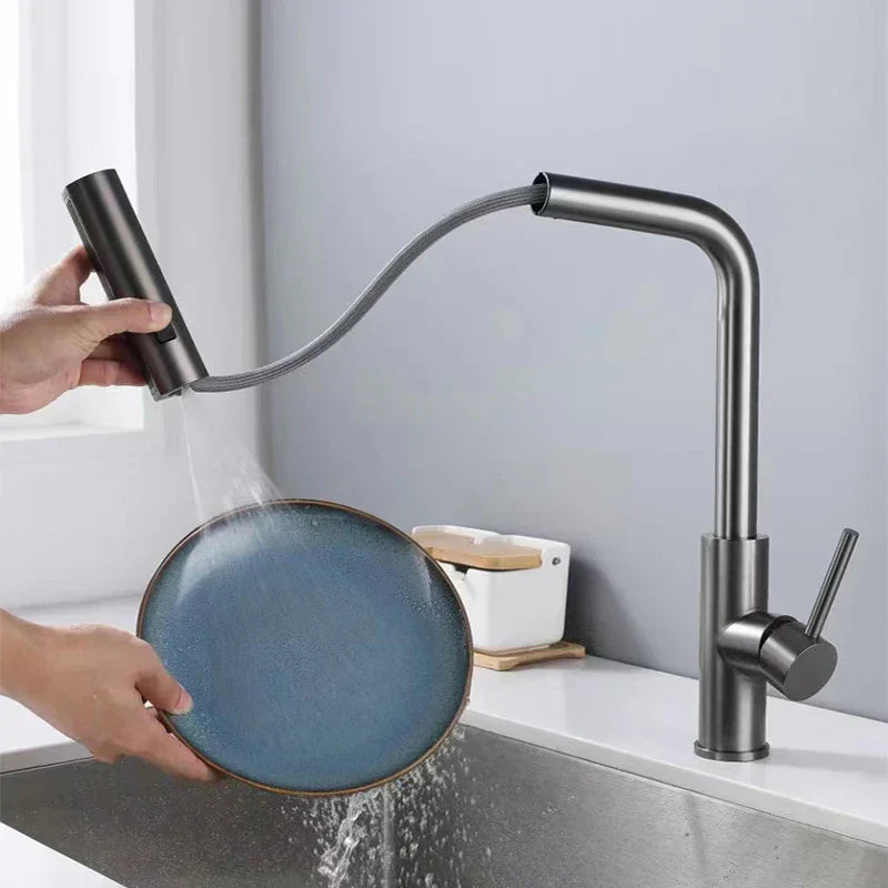 AquaGlow – Ausziehbare Küchenarmatur mit Wasserfall-Funktion