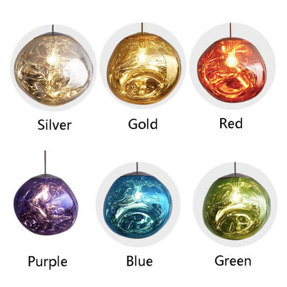 LavaGlow - LED-Pendelleuchte aus mundgeblasenem Lavaglas