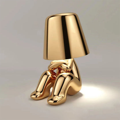 Kaori – Goldene Denker Statue Tischlampe mit USB & Berührung