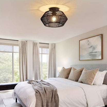 EthnoGlow – Boho-Chic Plafonnier mit handgewebtem Muster
