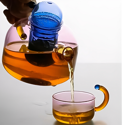 Taya – Teekanne mit Farbkontrast aus hitzebeständigem Glas