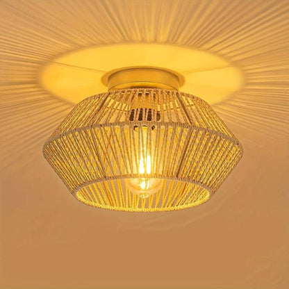 EthnoGlow – Boho-Chic Plafonnier mit handgewebtem Muster