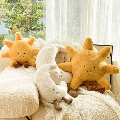 Lächelndes Gesicht Sonne Mond Kissen Sofa