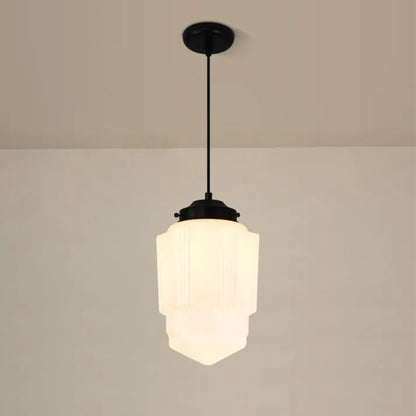 Liv – Vintage Weiße Milchglas Geometrische Pendelleuchte