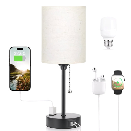 Taye – Stoff Tischlampe mit USB-Port