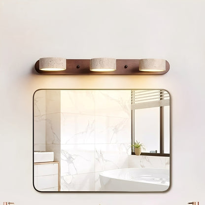 Naomi – LED-Spiegellampe aus Holz & Stein