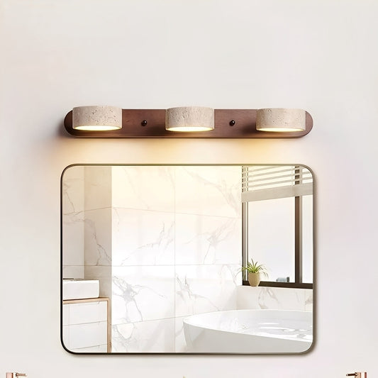 Naomi – LED-Spiegellampe aus Holz & Stein