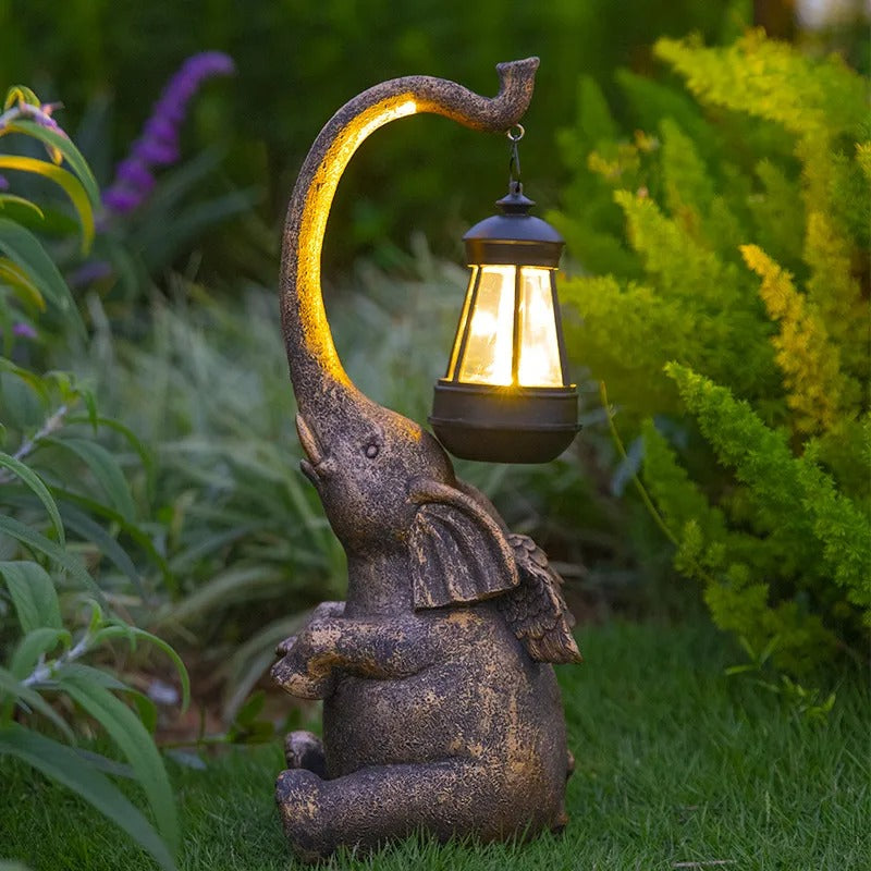 Rajan – Solar-Gartenlampe Elefant aus Harz