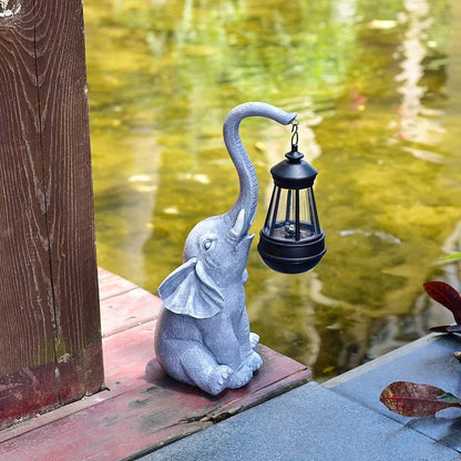 Rajan – Solar-Gartenlampe Elefant aus Harz