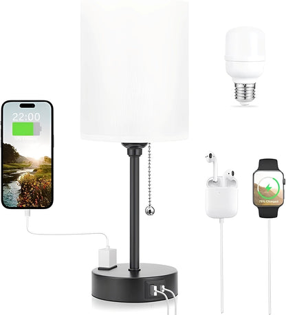 Taye – Stoff Tischlampe mit USB-Port