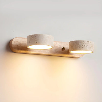 Naomi – LED-Spiegellampe aus Holz & Stein