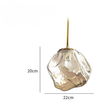 Aria – Hängeleuchte aus Eisglas und Messing