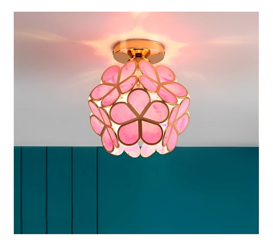 Floria – Deckenleuchte mit Buntglas im Retro-Design