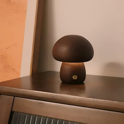 Grace – LED-Bettlampe in Pilzform aus Holz