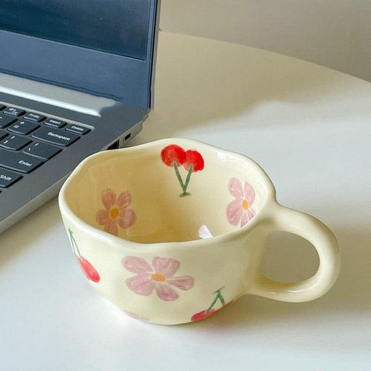 BlossomSip – Handgefertigter Kirschblüten-Keramikbecher