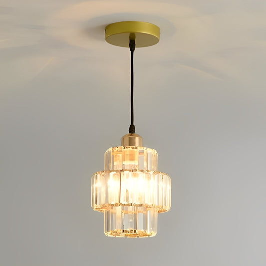 Fernando – Hängelampe aus Glas und Kristall mit schwarzem oder goldenem Kabel