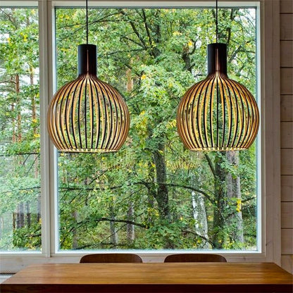 Nordic Glow - Handgefertigte Holz-Pendelleuchte