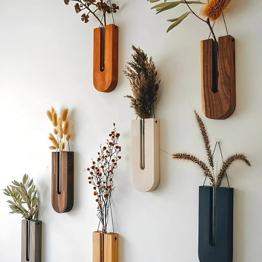 Haruto – Einfache Wandvase im Naturholz-Stil