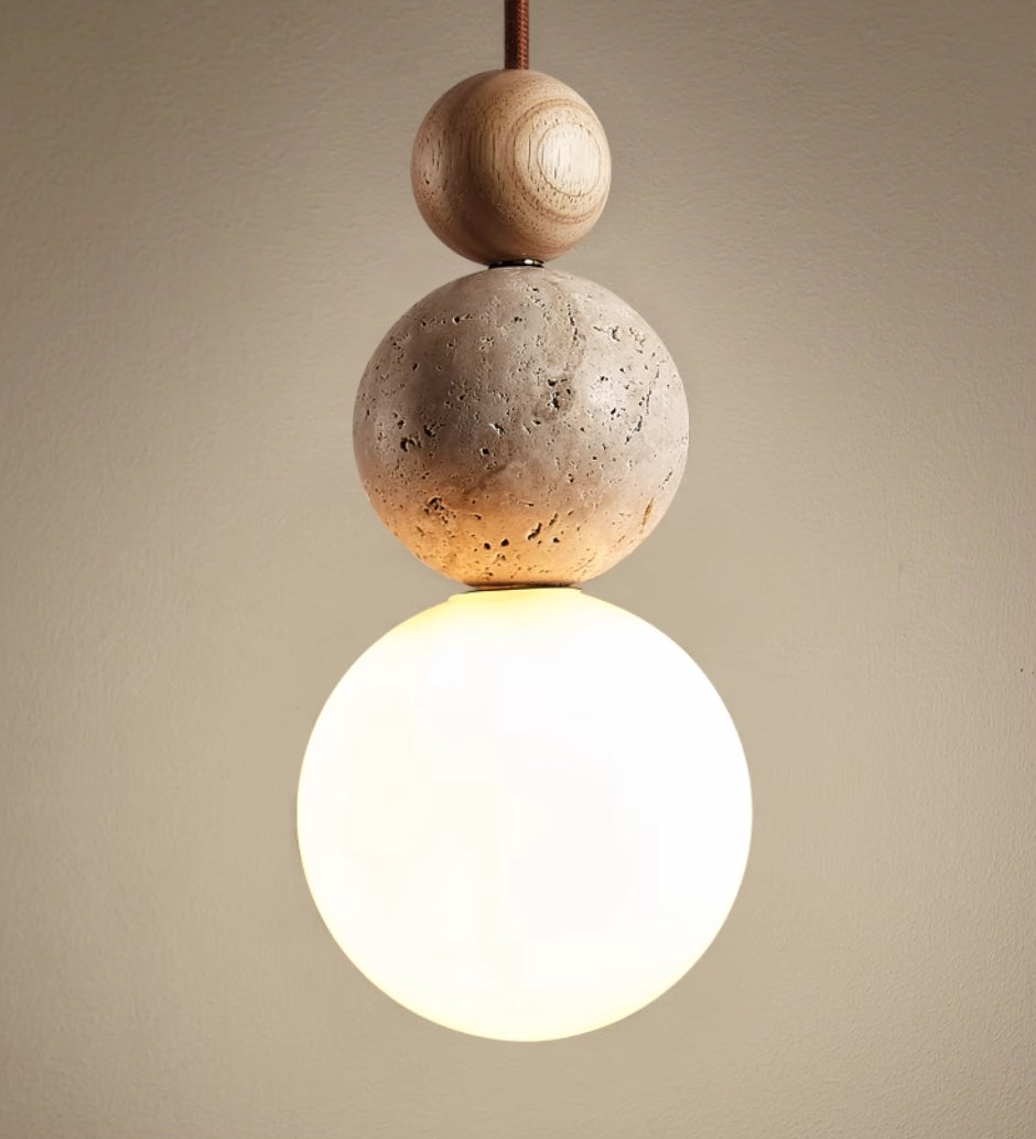 SteinLicht – Minimalistische Pendelleuchte aus Travertin-Naturstein